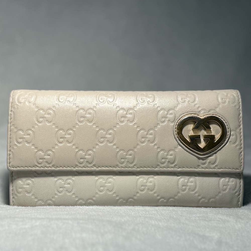 Authentic GUCCI Guccissima Leather Lovely Heart Continental Wallet